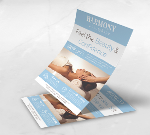 stack of custom flyers on table