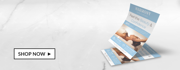 stack of custom flyers on table