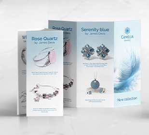 z-fold custom folded leaflets on table